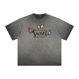 Distressed Faded Butterfly Pattern Tee-INNBLAC Fashion Apparel