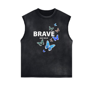 Frayed Edge Butterfly Graphic Tank Top-INNBLAC Fashion Apparel