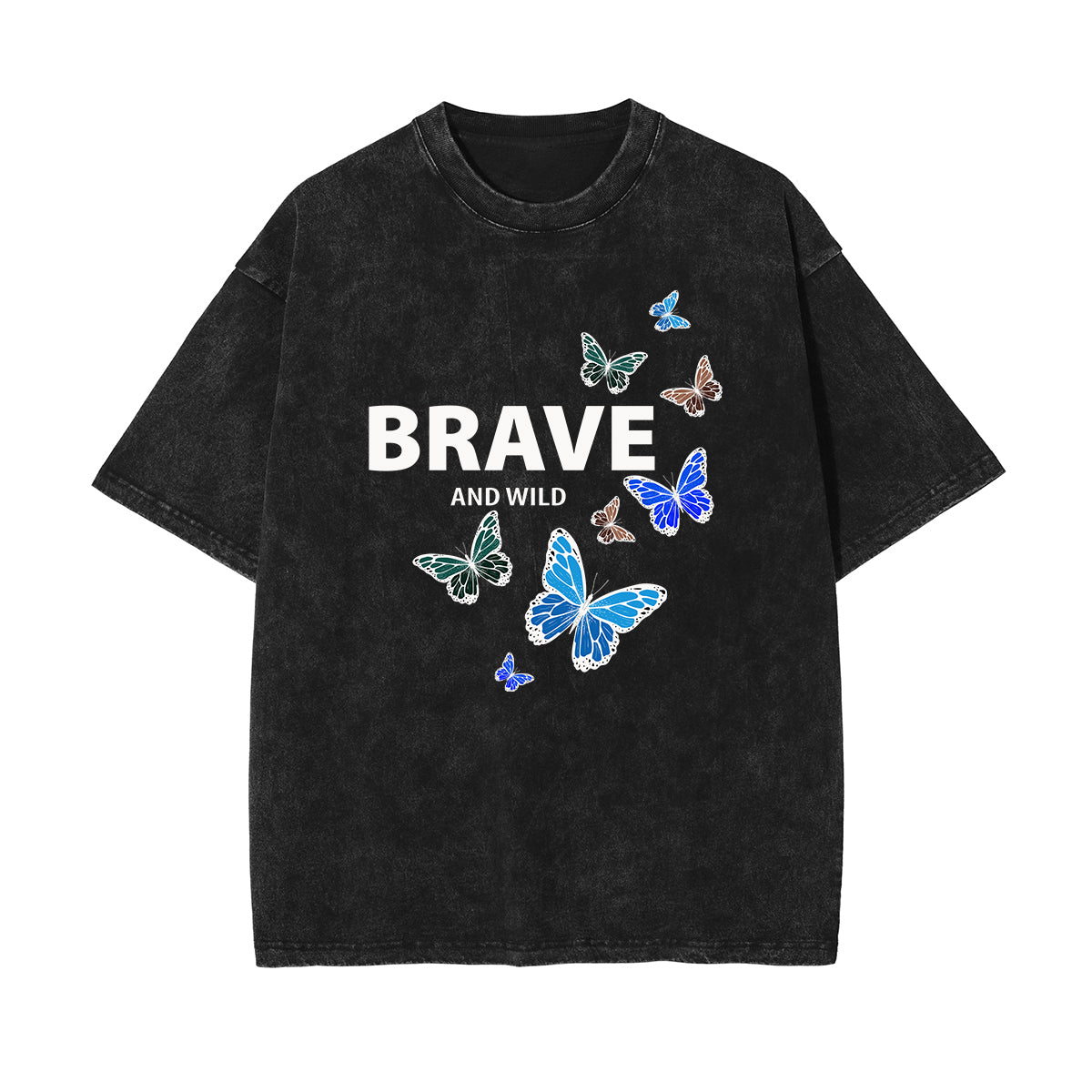 Crew Neck Butterfly Graphic Tee-INNBLAC Fashion Apparel