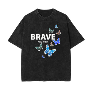 Crew Neck Butterfly Graphic Tee-INNBLAC Fashion Apparel