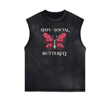 Frayed Edge Butterfly Graphic Tank Top-INNBLAC Fashion Apparel