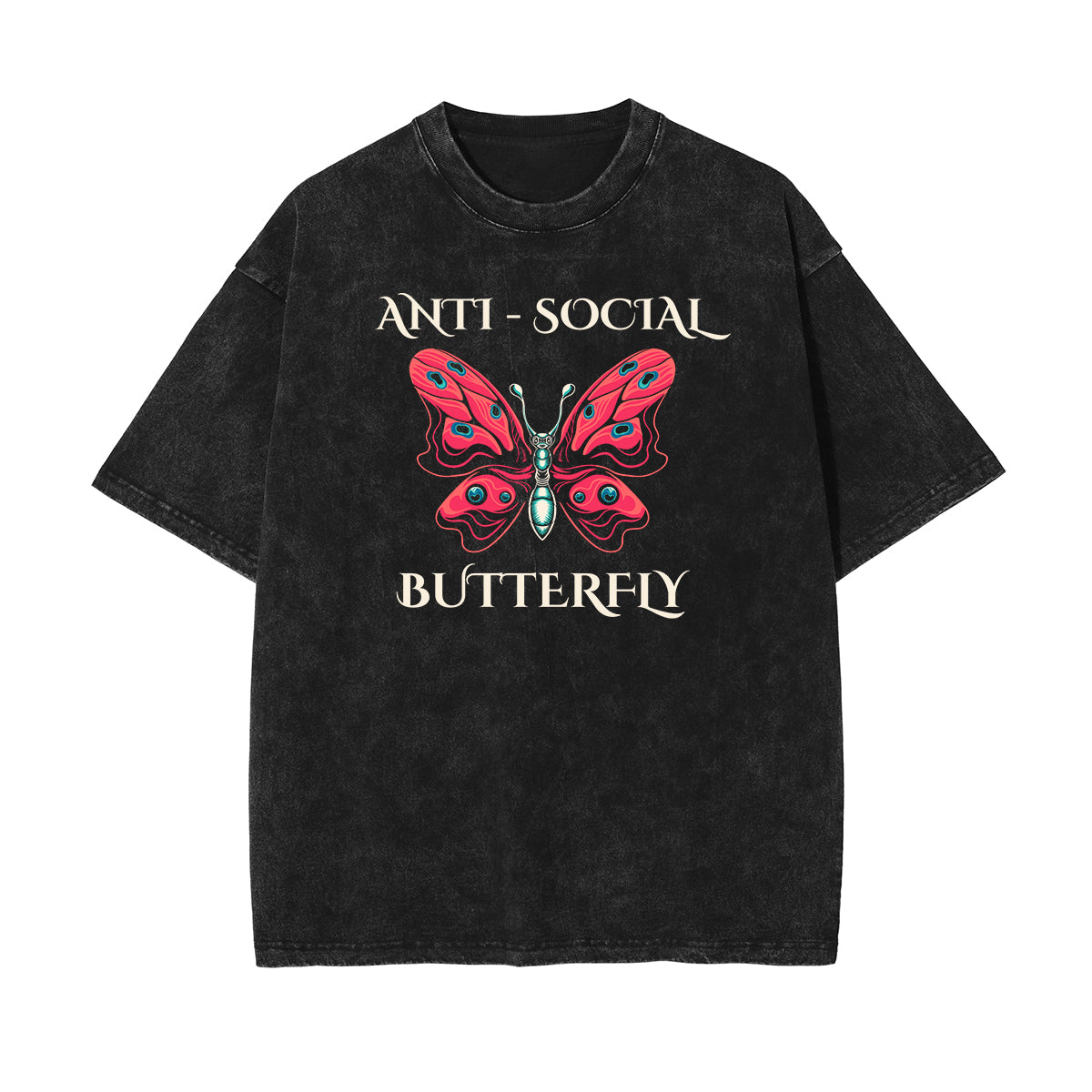 Crew Neck Butterfly Graphic Tee-INNBLAC Fashion Apparel