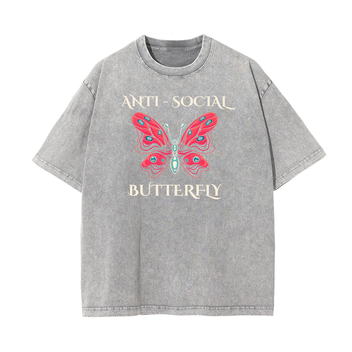 Faded Thick Butterfly Pattern T Shirt-INNBLAC Fashion Apparel