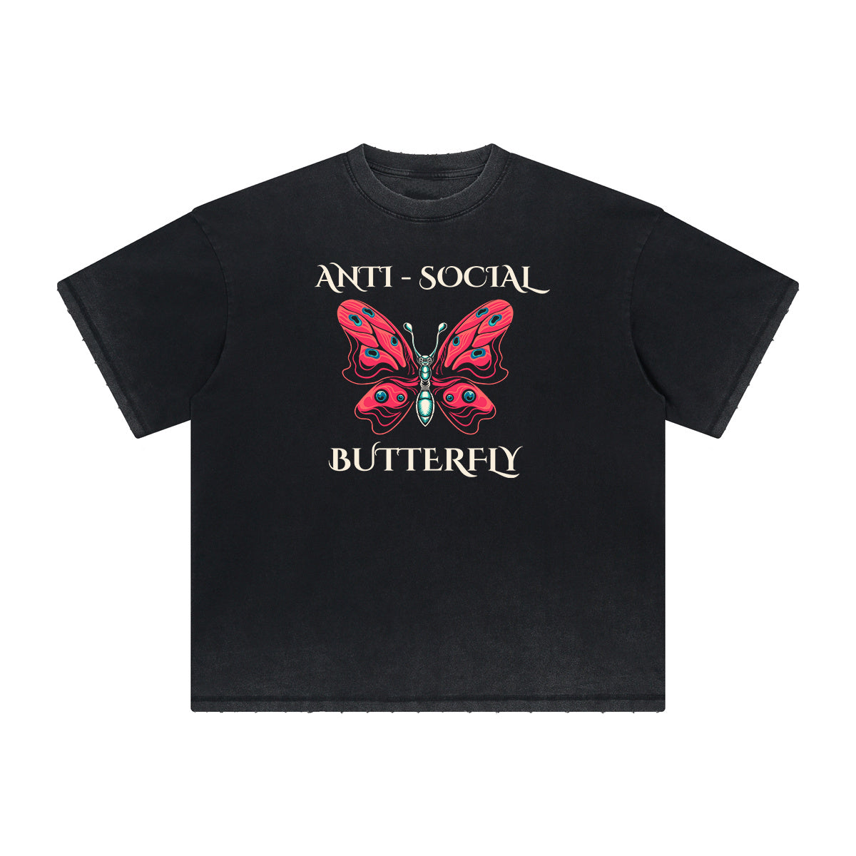 Heavyweight Butterfly Graphic T Shirt-INNBLAC Fashion Apparel