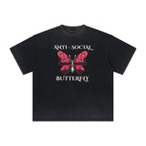 Heavyweight Butterfly Graphic T Shirt-INNBLAC Fashion Apparel