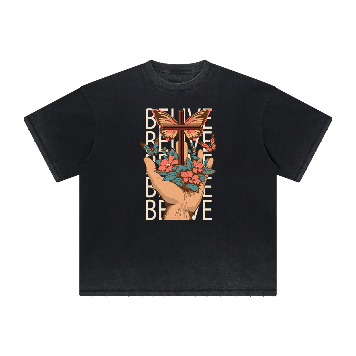 Heavyweight Butterfly Graphic T Shirt-INNBLAC Fashion Apparel