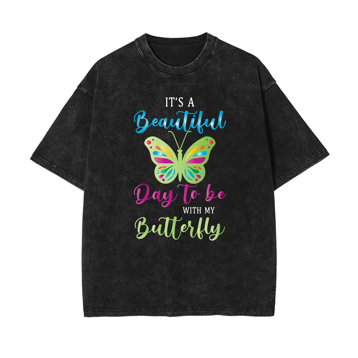 Crew Neck Butterfly Graphic Tee-INNBLAC Fashion Apparel