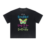 Heavyweight Butterfly Graphic T Shirt-INNBLAC Fashion Apparel