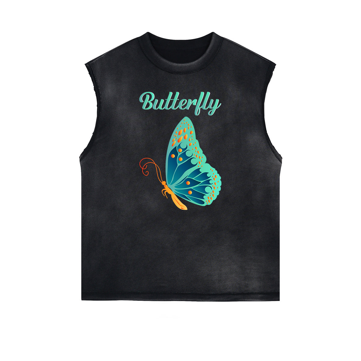 Frayed Edge Butterfly Graphic Tank Top-INNBLAC Fashion Apparel