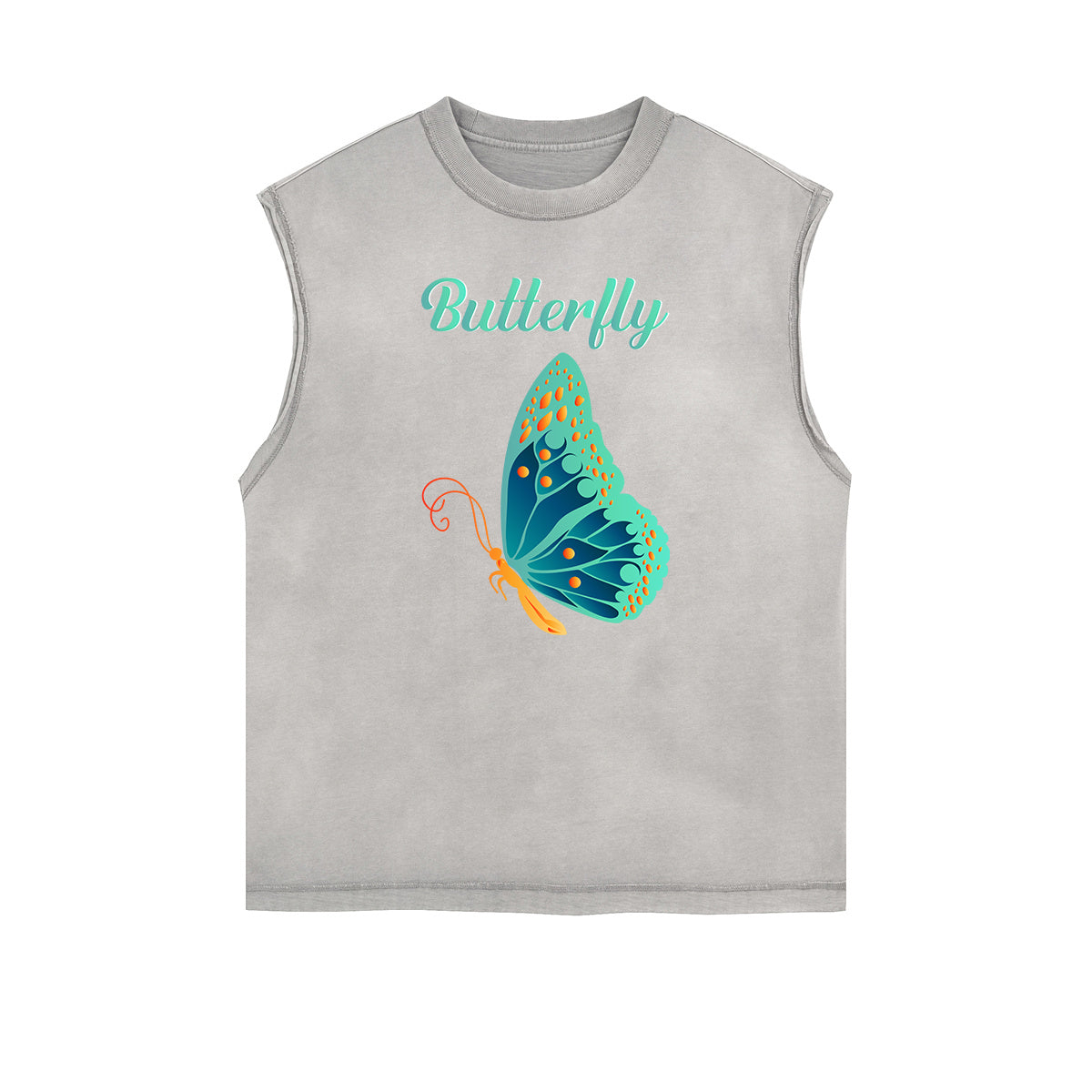 Sleeveless Faded Butterfly Pattern Tee-INNBLAC Fashion Apparel