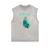 Sleeveless Faded Butterfly Pattern Tee-INNBLAC Fashion Apparel