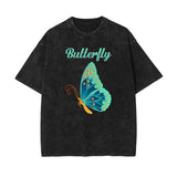 Crew Neck Butterfly Graphic Tee-INNBLAC Fashion Apparel