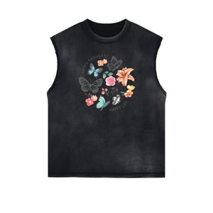 Frayed Edge Butterfly Graphic Tank Top-INNBLAC Fashion Apparel