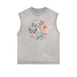 Sleeveless Faded Butterfly Pattern Tee-INNBLAC Fashion Apparel