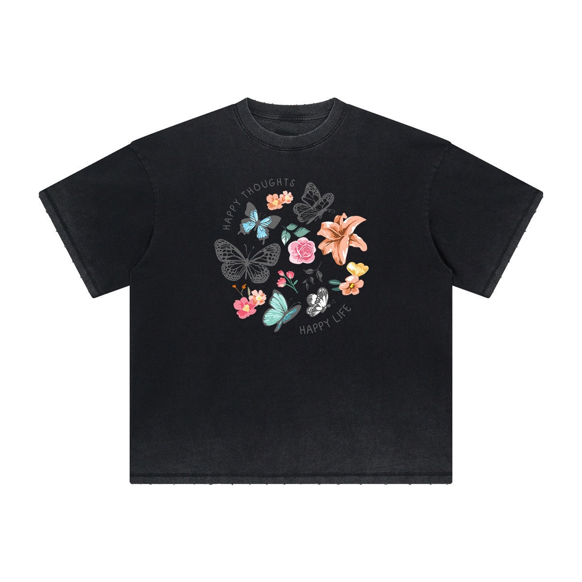 Heavyweight Butterfly Graphic T Shirt-INNBLAC Fashion Apparel