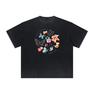 Heavyweight Butterfly Graphic T Shirt-INNBLAC Fashion Apparel