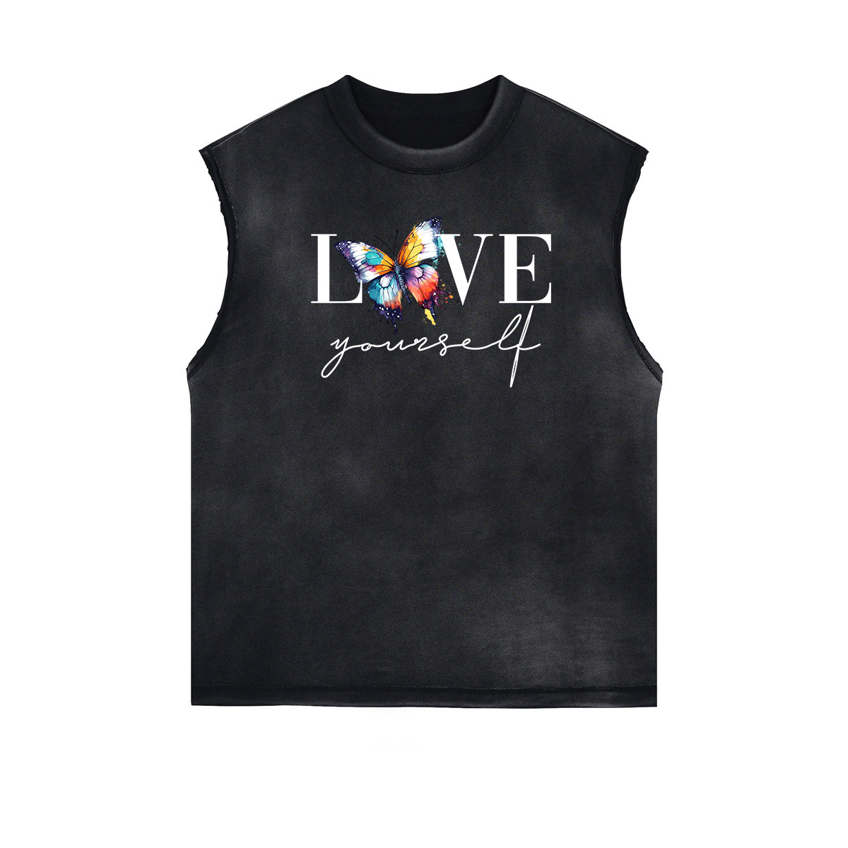 Frayed Edge Butterfly Graphic Tank Top-INNBLAC Fashion Apparel