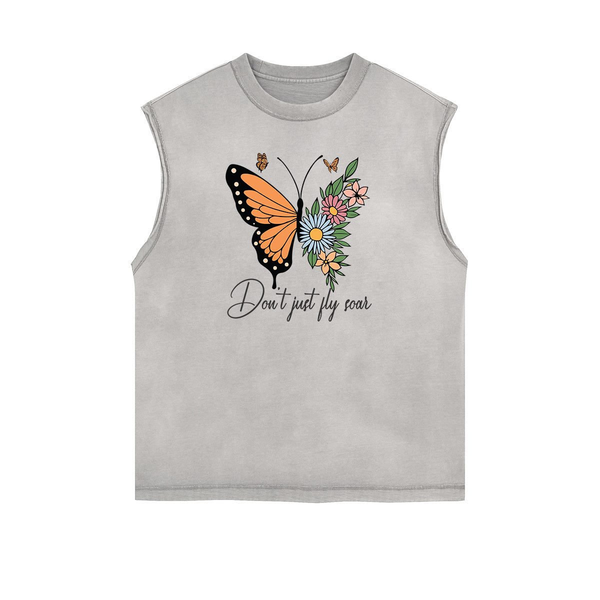 Sleeveless Faded Butterfly Pattern Tee-INNBLAC Fashion Apparel