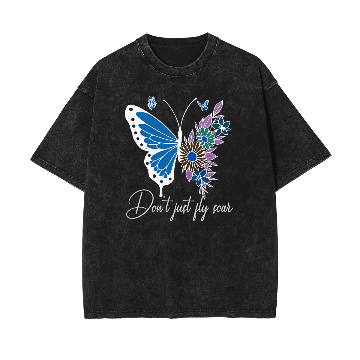 Crew Neck Butterfly Graphic Tee-INNBLAC Fashion Apparel