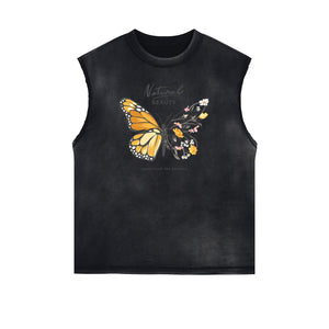 Frayed Edge Butterfly Graphic Tank Top-INNBLAC Fashion Apparel