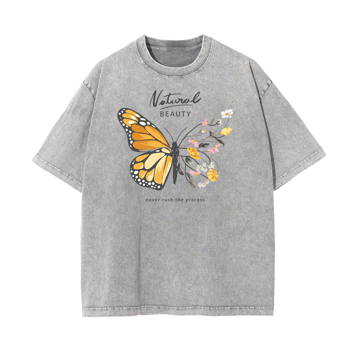 Faded Thick Butterfly Pattern T Shirt-INNBLAC Fashion Apparel