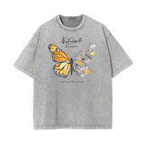 Faded Thick Butterfly Pattern T Shirt-INNBLAC Fashion Apparel