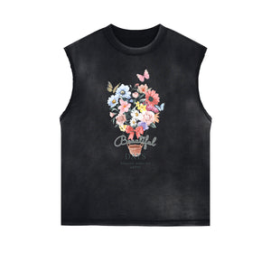 Frayed Edge Butterfly Graphic Tank Top-INNBLAC Fashion Apparel