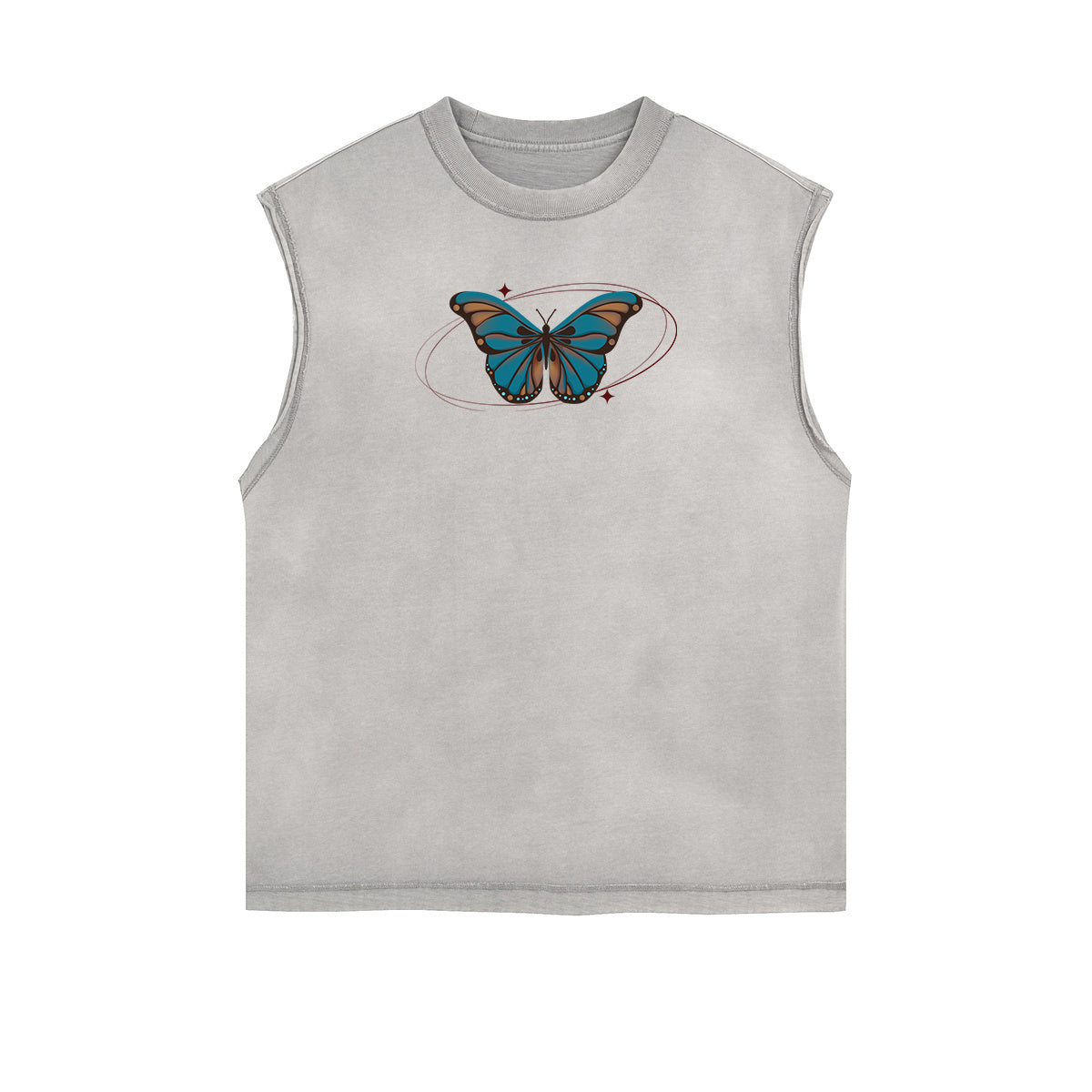 Sleeveless Faded Butterfly Pattern Tee-INNBLAC Fashion Apparel