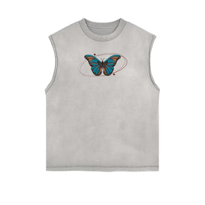 Sleeveless Faded Butterfly Pattern Tee-INNBLAC Fashion Apparel