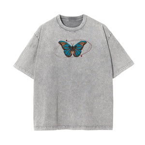 Faded Thick Butterfly Pattern T Shirt-INNBLAC Fashion Apparel