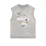 Sleeveless Faded Butterfly Pattern Tee-INNBLAC Fashion Apparel