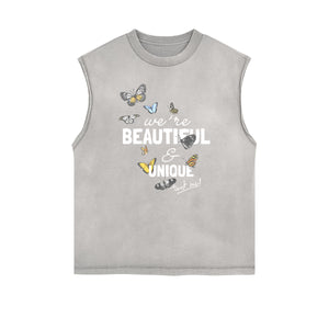 Sleeveless Faded Butterfly Pattern Tee-INNBLAC Fashion Apparel