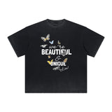 Heavyweight Butterfly Graphic T Shirt-INNBLAC Fashion Apparel