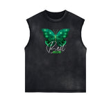 Frayed Edge Butterfly Graphic Tank Top-INNBLAC Fashion Apparel