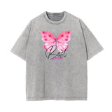 Faded Thick Butterfly Pattern T Shirt-INNBLAC Fashion Apparel