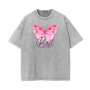 Faded Thick Butterfly Pattern T Shirt-INNBLAC Fashion Apparel