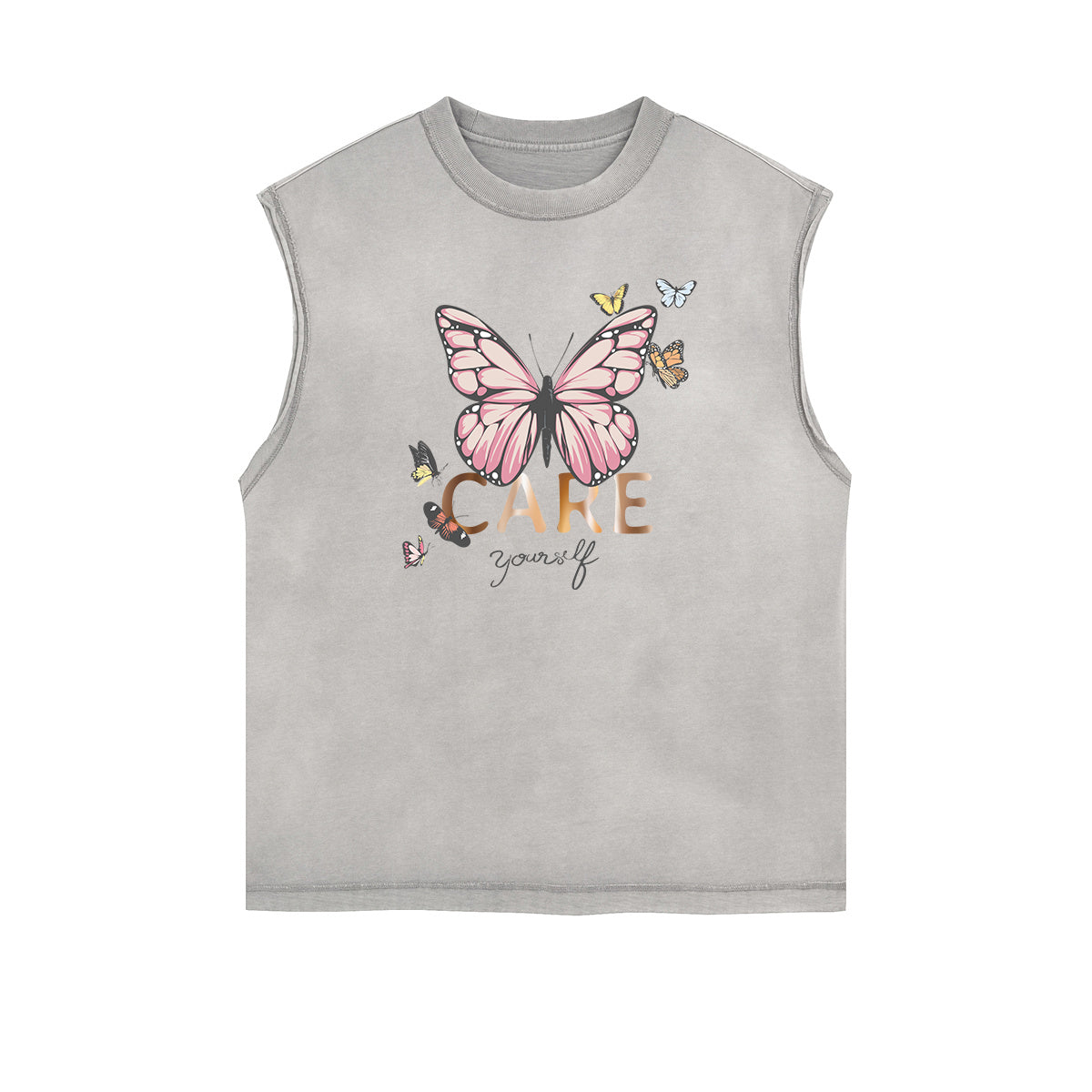 Sleeveless Faded Butterfly Pattern Tee-INNBLAC Fashion Apparel