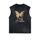 Frayed Edge Butterfly Graphic Tank Top-INNBLAC Fashion Apparel