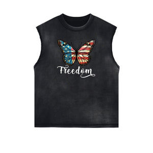 Frayed Edge Butterfly Graphic Tank Top-INNBLAC Fashion Apparel