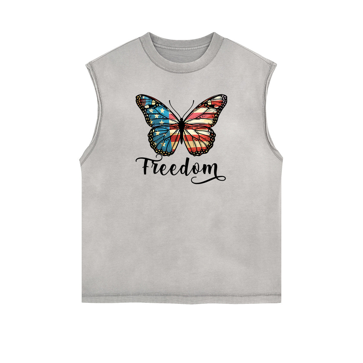 Sleeveless Faded Butterfly Pattern Tee-INNBLAC Fashion Apparel