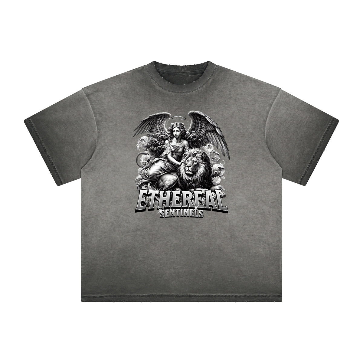 Distressed Celestial & Angel Graphic Tee-INNBLAC Fashion Apparel