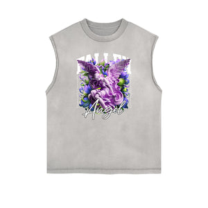 Frayed Edge Celestial & Angel Graphic Tank-INNBLAC Fashion Apparel