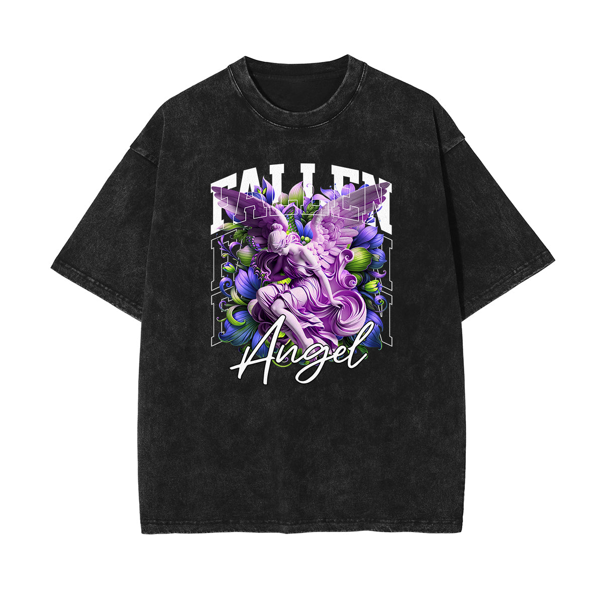 Washed Celestial & Angel Graphic Tee-INNBLAC Fashion Apparel