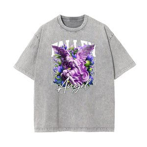 Faded Celestial & Angel Pattern Tee-INNBLAC Fashion Apparel