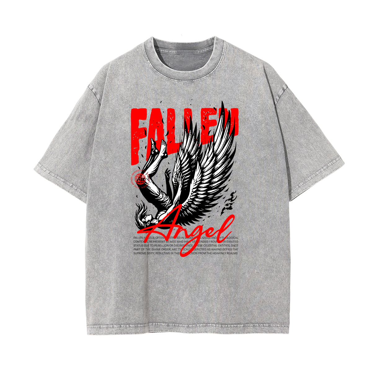 Faded Celestial & Angel Pattern Tee-INNBLAC Fashion Apparel