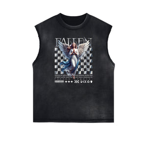 Sleeveless Celestial & Angel Pattern Tee-INNBLAC Fashion Apparel