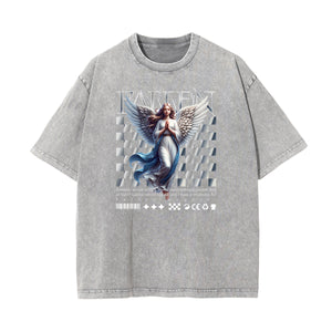 Faded Celestial & Angel Pattern Tee-INNBLAC Fashion Apparel