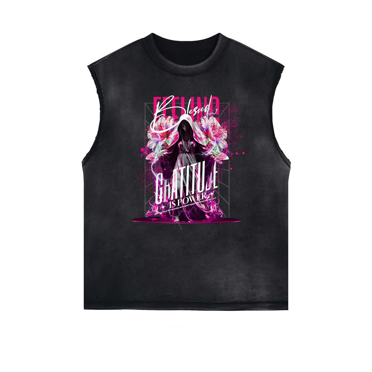 Sleeveless Celestial & Angel Pattern Tee-INNBLAC Fashion Apparel