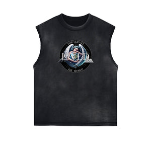 Sleeveless Celestial & Angel Pattern Tee-INNBLAC Fashion Apparel