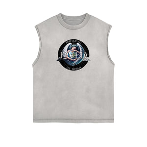 Frayed Edge Celestial & Angel Graphic Tank-INNBLAC Fashion Apparel